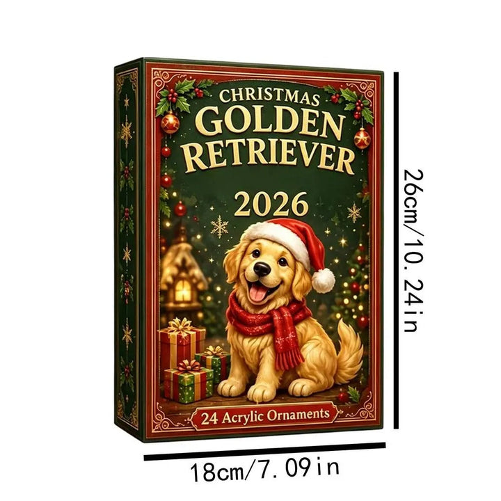 2026 Christmas Advent Calendar Cute American Golden Retriever Pendant 24-day countdown calendar 2D Christmas tree dog pendant