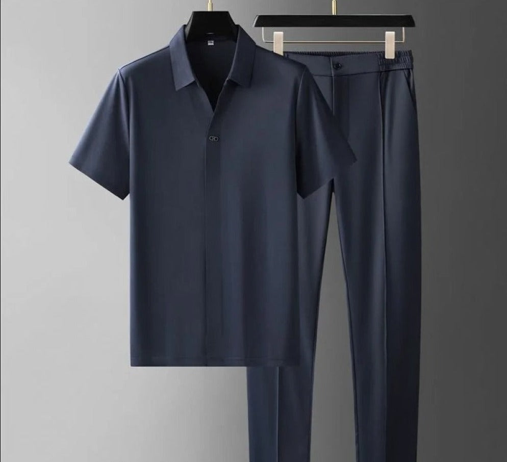 Men's Lightweight Polo and Trouser Set Smart Casual