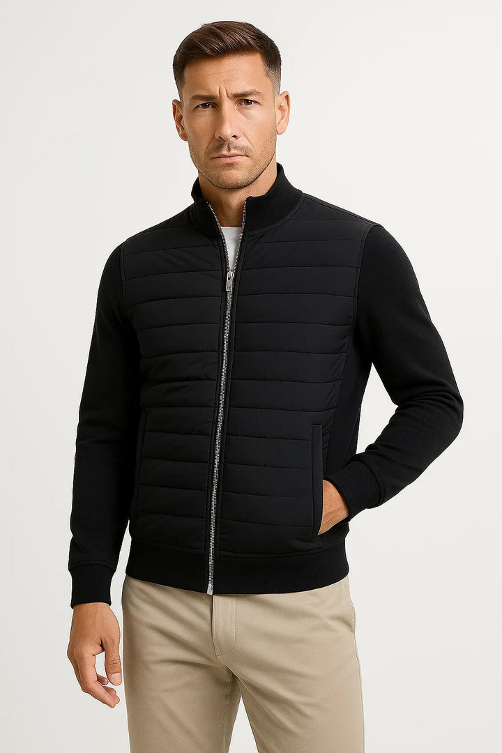 Men's Hybrid Padded Jacket with Knitted Sleeves