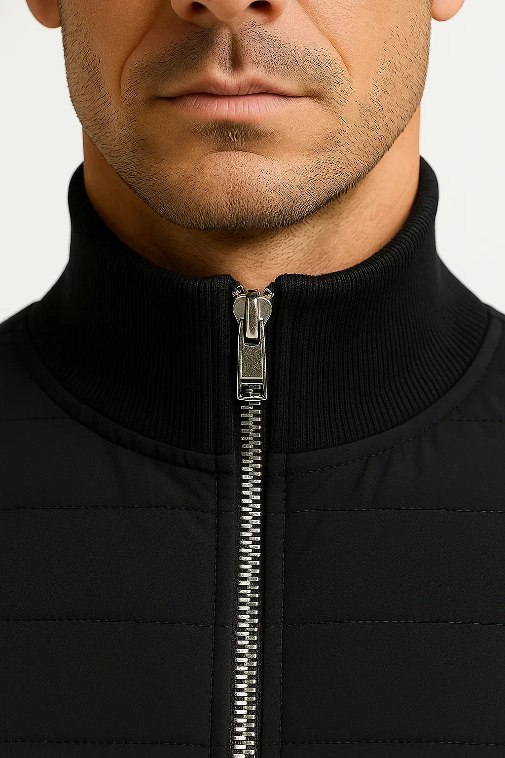 Men's Hybrid Padded Jacket with Knitted Sleeves