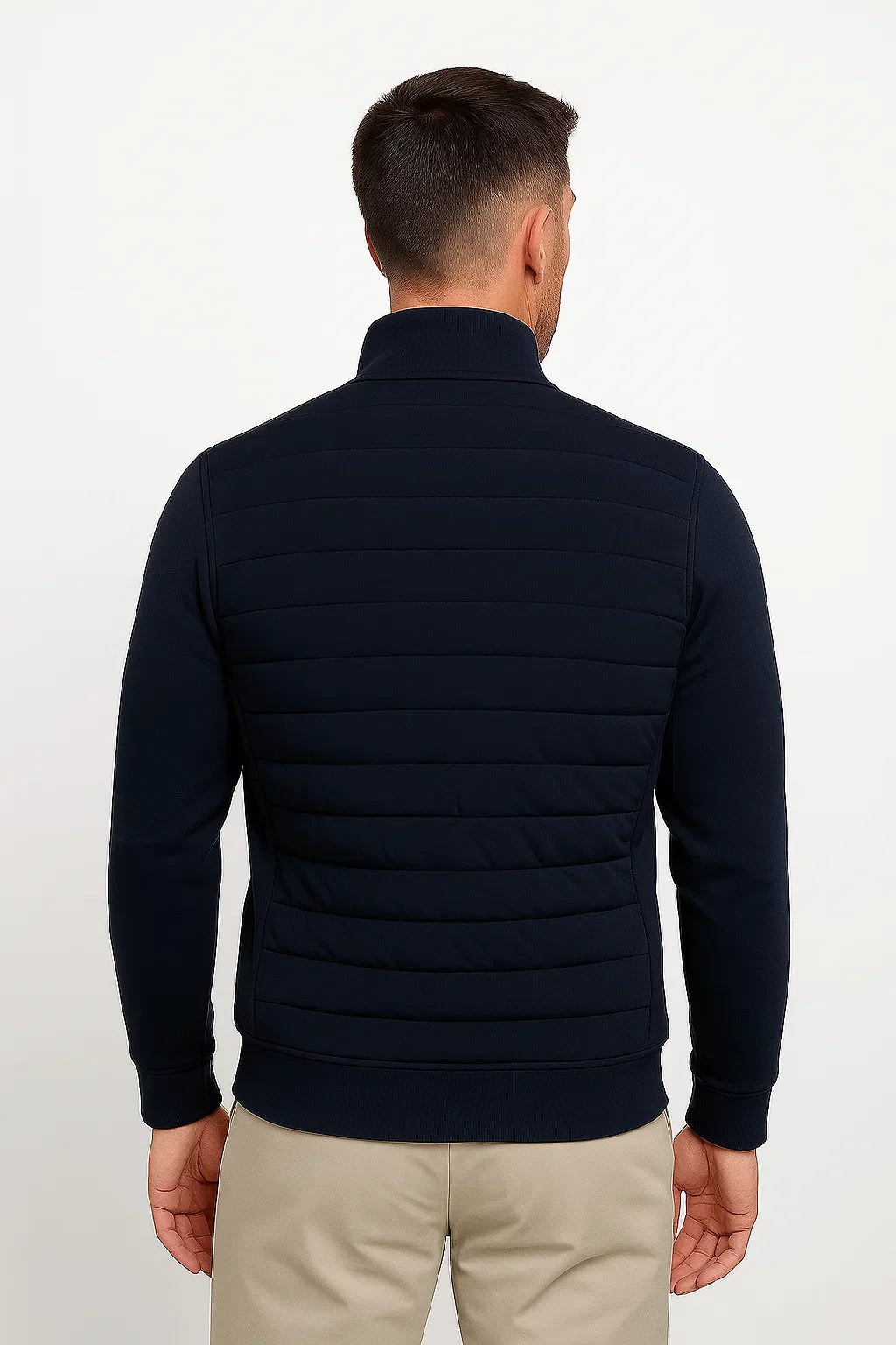 Men's Hybrid Padded Jacket with Knitted Sleeves