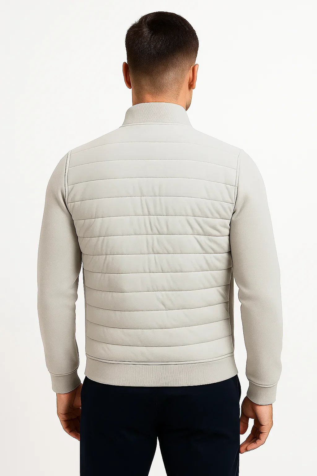 Men's Hybrid Padded Jacket with Knitted Sleeves