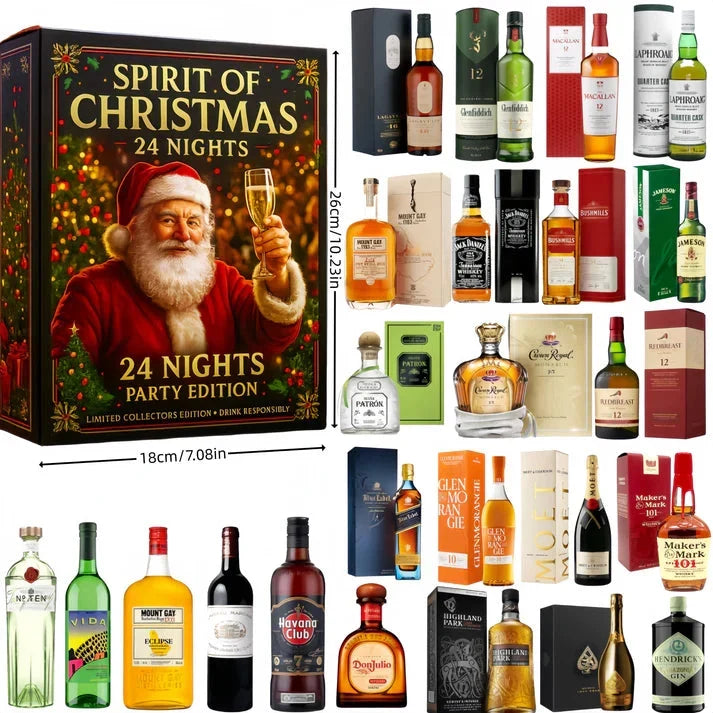 24-Day Whisky Advent Calendar 2026 | Decorative Mini Bottle Christmas Ornaments | Holiday Countdown Gift for Whiskey Lovers