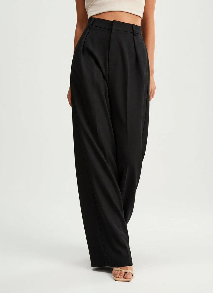High Waist Wide Leg Tailored Trousers
