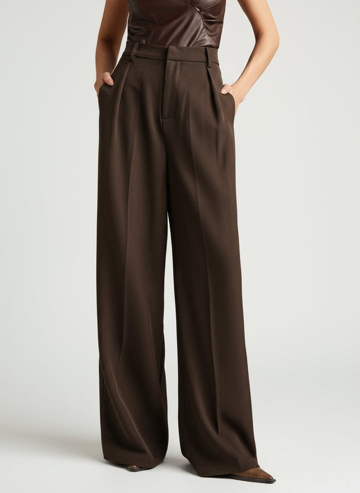 High Waist Wide Leg Tailored Trousers