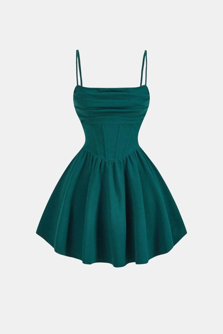 Women's Corset Mini Cocktail Dress | Ruched Bodycon Silhouette | Spaghetti Strap Party Dress | Evening Wedding Guest Occasion Wear