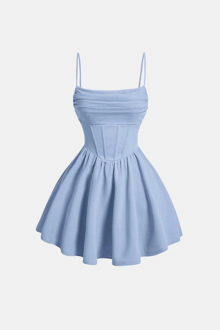 Women's Corset Mini Cocktail Dress | Ruched Bodycon Silhouette | Spaghetti Strap Party Dress | Evening Wedding Guest Occasion Wear