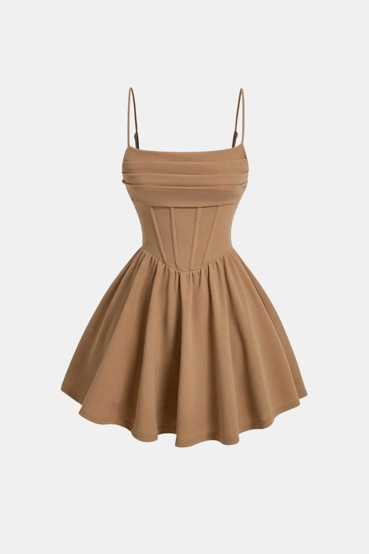 Women's Corset Mini Cocktail Dress | Ruched Bodycon Silhouette | Spaghetti Strap Party Dress | Evening Wedding Guest Occasion Wear