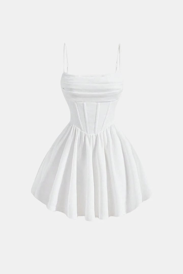Women's Corset Mini Cocktail Dress | Ruched Bodycon Silhouette | Spaghetti Strap Party Dress | Evening Wedding Guest Occasion Wear