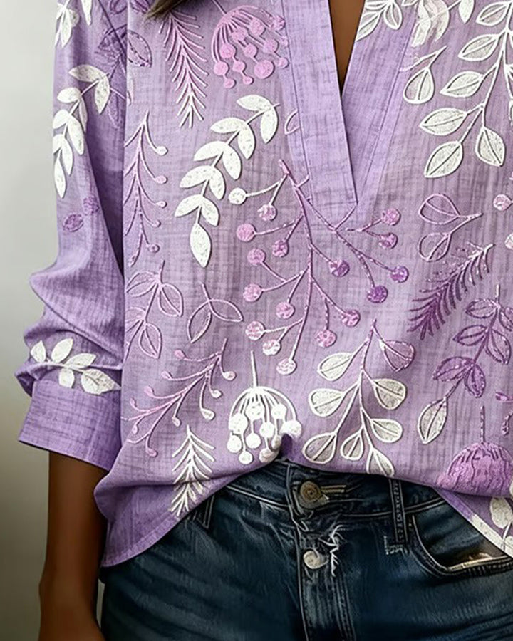 Floral Print Blouse with High Neck