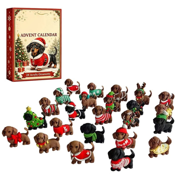 New 2026 Christmas Advent Calendar 24 Days Countdown Calendar 3D Cute Dog Dachshund Ornament Christmas Decoration Gift Calendar