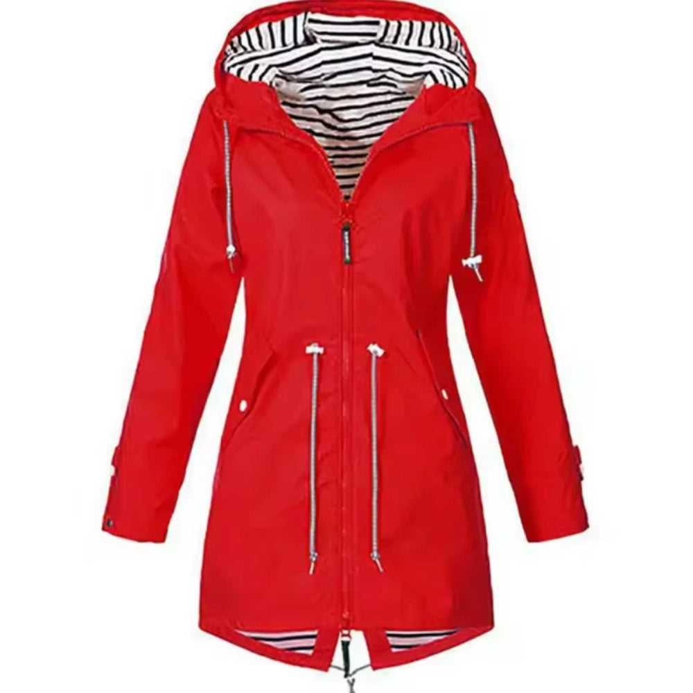 Stylish Women's Windbreaker Raincoat - Lightweight Waterproof Jacket with Hood