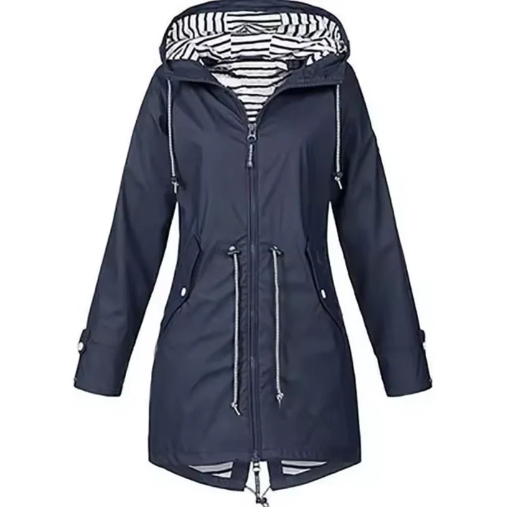 Stylish Women's Windbreaker Raincoat - Lightweight Waterproof Jacket with Hood