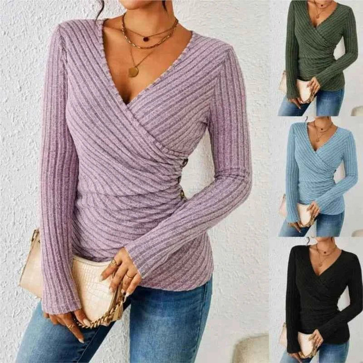 Damen Top Langarm Elegant - Cecile LavelleBlau