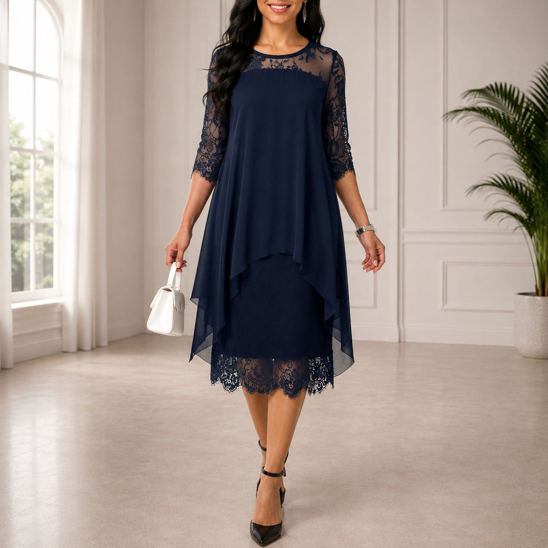 Stylish Plus Size Midi Evening Dress