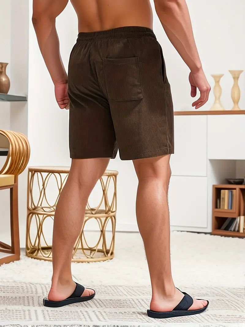 Men's Cotton-Look Corduroy Summer Shorts