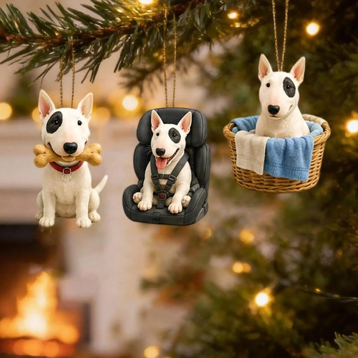 Bull Terrier Advent Calendar 2026, 24 days, 2D acrylic dog ornament, Christmas countdown decoration, gift for children, family and animal lovers
