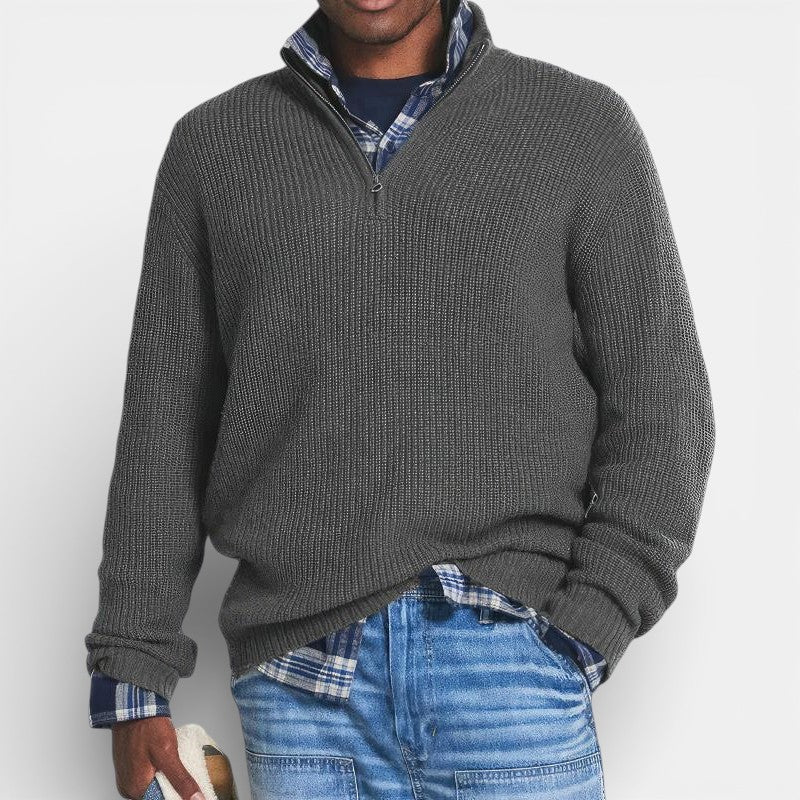 Men’s Timeless Half Zip Knit Sweater Classic Elegance