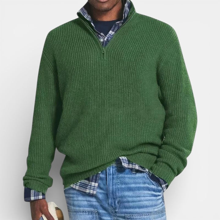 Men’s Timeless Half Zip Knit Sweater Classic Elegance