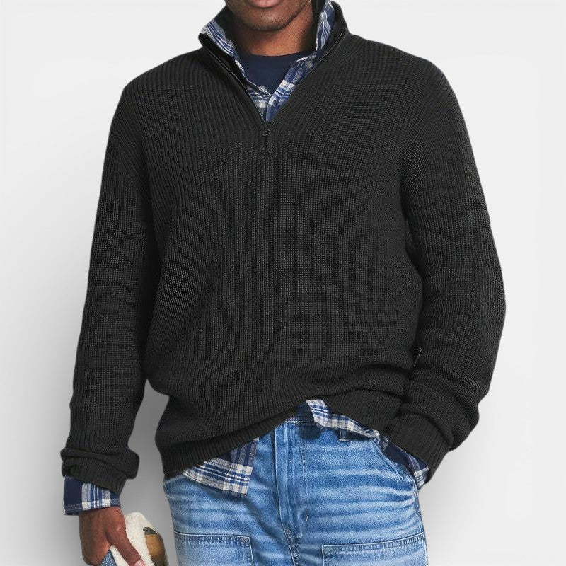 Men’s Timeless Half Zip Knit Sweater Classic Elegance