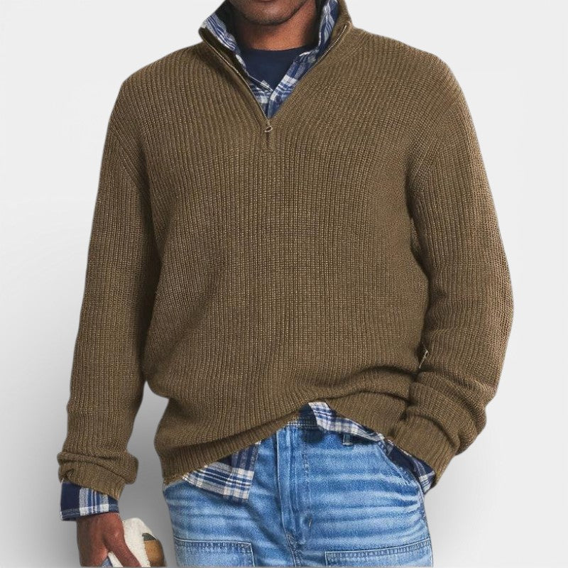 Men’s Timeless Half Zip Knit Sweater Classic Elegance
