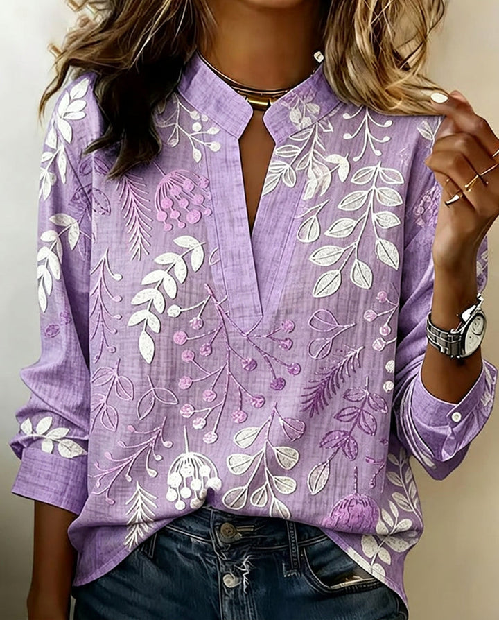 Floral Print Blouse with High Neck
