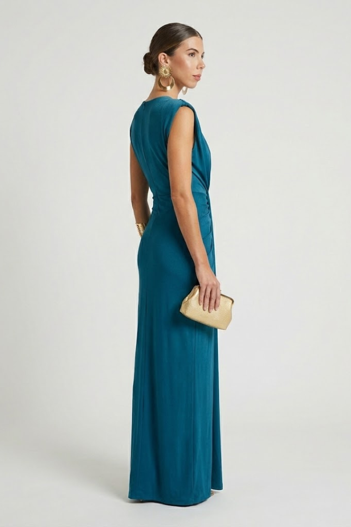 Elegant Pleated Maxi Dress with Elongated Silhouette
