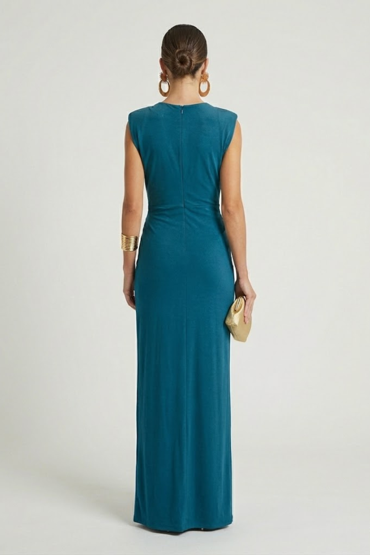 Elegant Pleated Maxi Dress with Elongated Silhouette