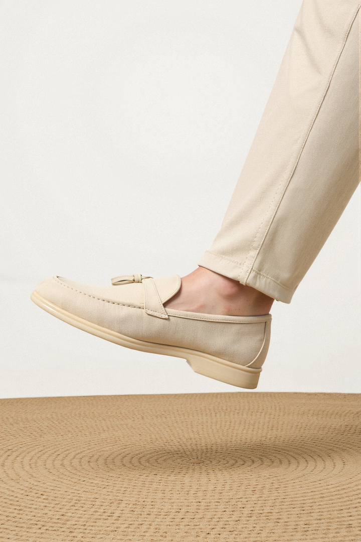Men's Vegan Suede Loafers Decorative Tassels Slip-On Shoes