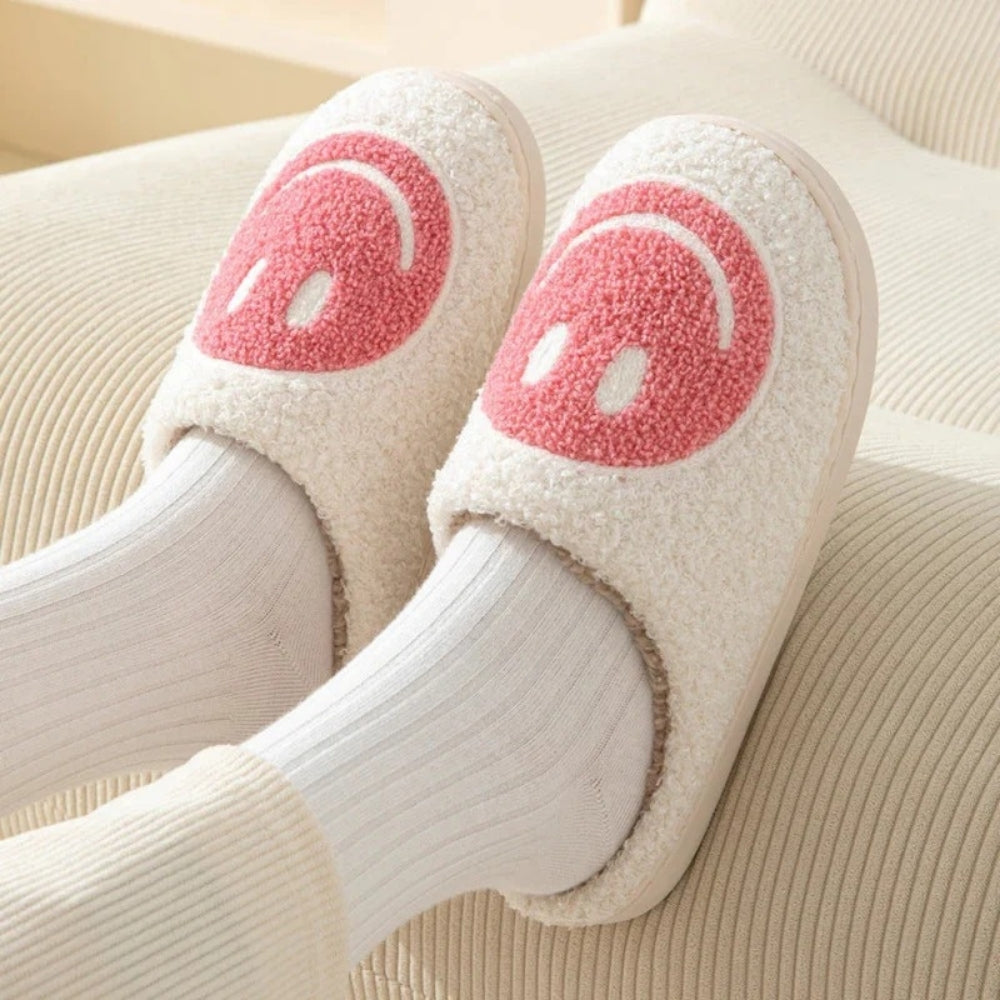 Smiley Design Slippers – Padded House Slippers for Home