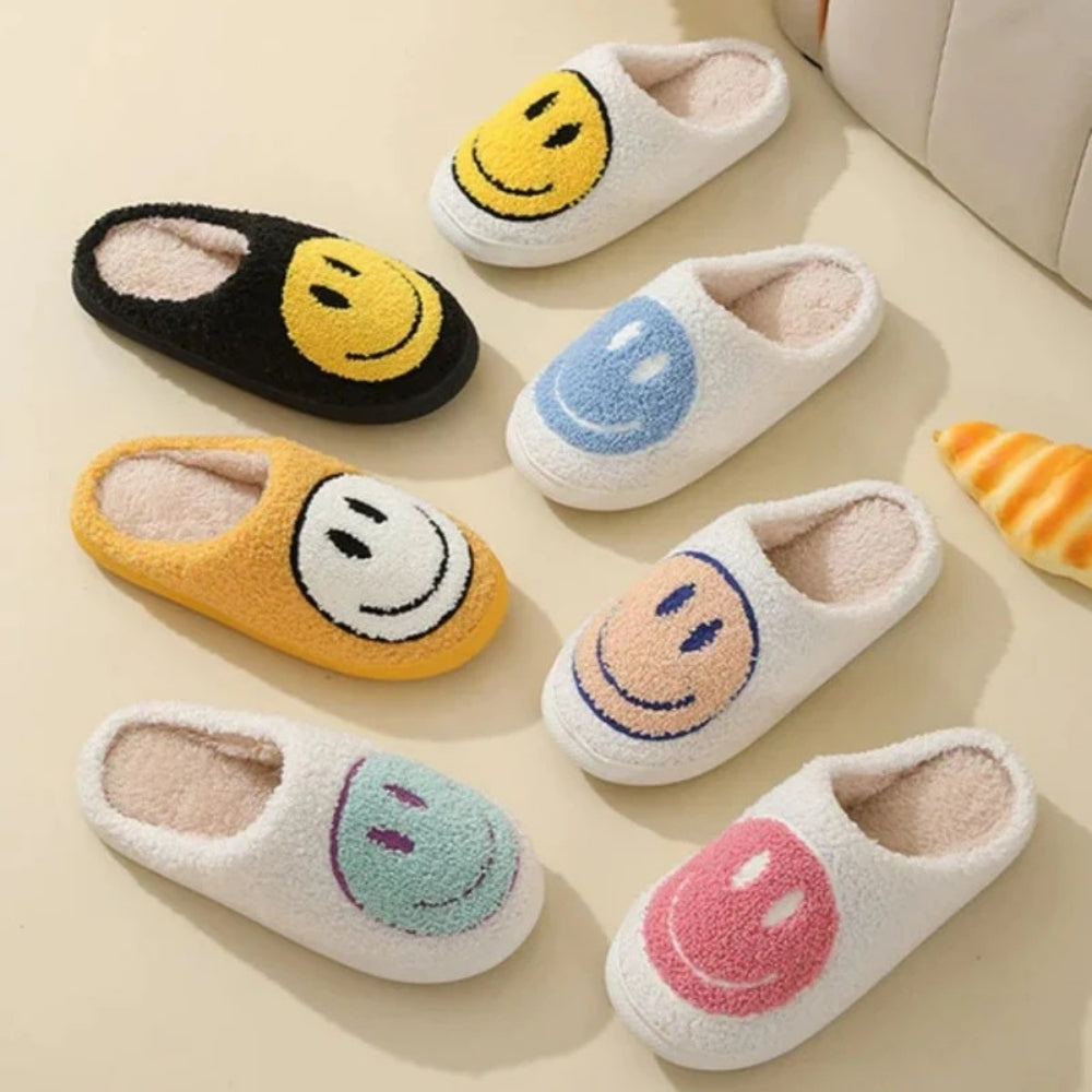Smiley Design Slippers – Padded House Slippers for Home