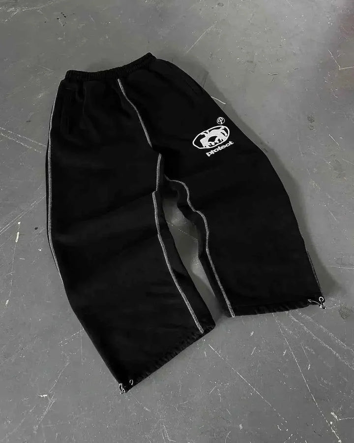 Men's Y2K Jogger Trousers | Relaxed Fit Streetwear Sweatpants | Drawstring Waist Cargo Style | Urban Casual Everyday Wear