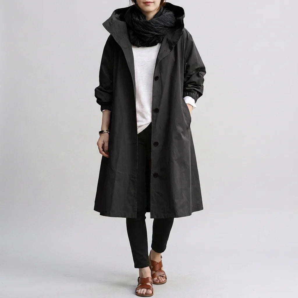 Women's Waterproof Jacket | Lightweight Hooded Raincoat | Windproof Shell Jacket with Button Closure and Adjustable Hood