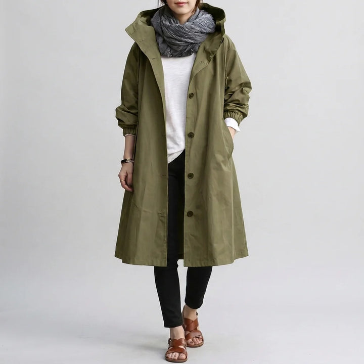 Women's Waterproof Jacket | Lightweight Hooded Raincoat | Windproof Shell Jacket with Button Closure and Adjustable Hood
