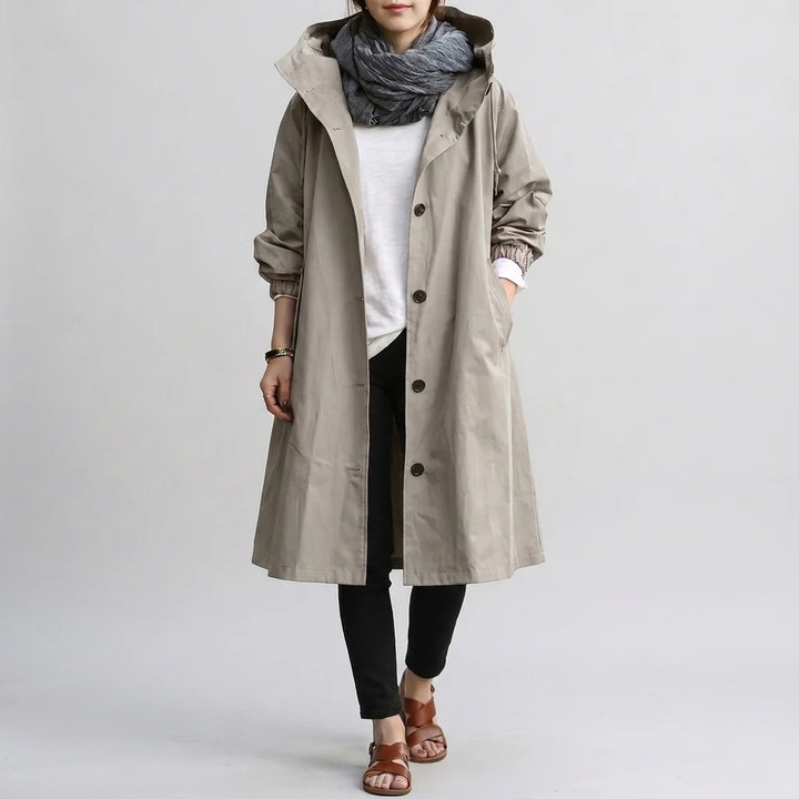Women's Waterproof Jacket | Lightweight Hooded Raincoat | Windproof Shell Jacket with Button Closure and Adjustable Hood