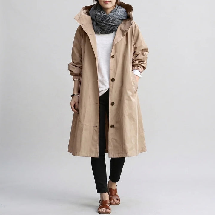 Women's Waterproof Jacket | Lightweight Hooded Raincoat | Windproof Shell Jacket with Button Closure and Adjustable Hood
