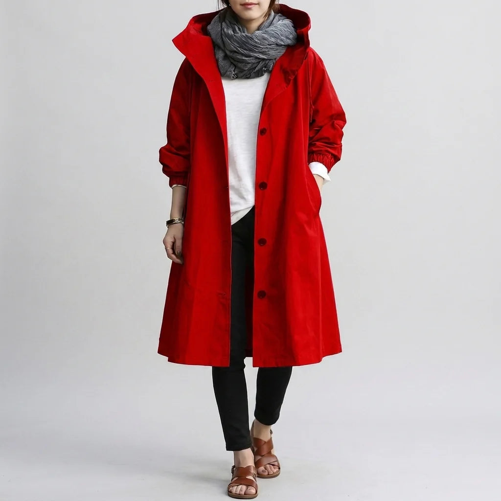 Women's Waterproof Jacket | Lightweight Hooded Raincoat | Windproof Shell Jacket with Button Closure and Adjustable Hood