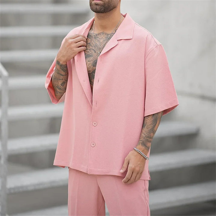 Men's Lightweight Cotton Blend Summer Outfit Casual Set Comfort Fit