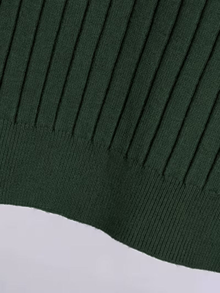 Men's Vertical Striped Knit Polo Shirt with Lapel Collar