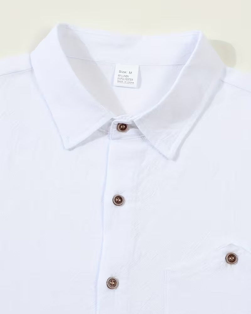 Men's Vintage Long Sleeve Shirt with Breathable Pocket