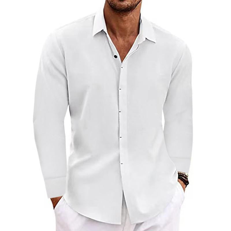Men's Cotton Blend Long Sleeve Shirt Breathable Casual Top