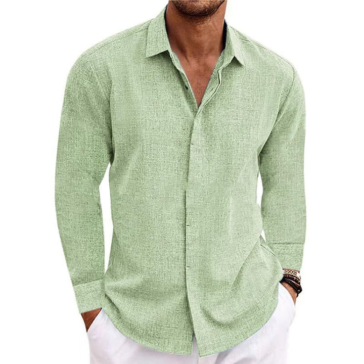 Men's Cotton Blend Long Sleeve Shirt Breathable Casual Top