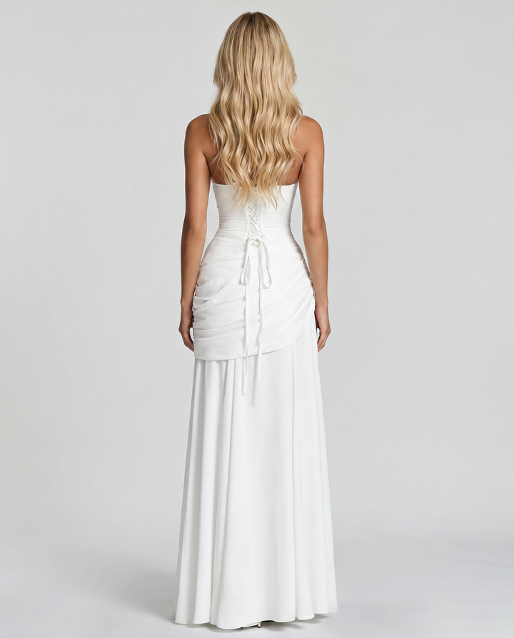 Charlotte Ruched Maxi Dress - White