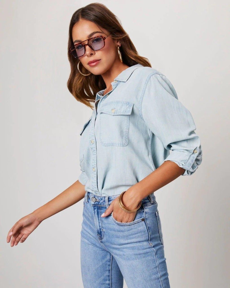 Klassisches Jeanshemd Damen - Cecile LavelleHellblau