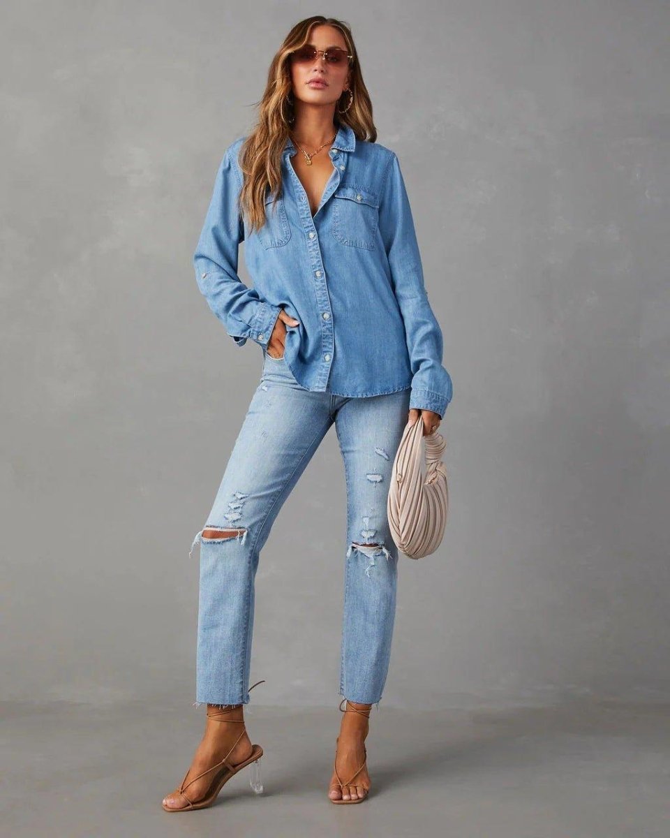 Klassisches Jeanshemd Damen - Cecile LavelleHellblau