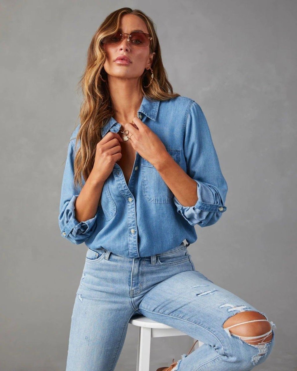 Klassisches Jeanshemd Damen - Cecile LavelleHellblau