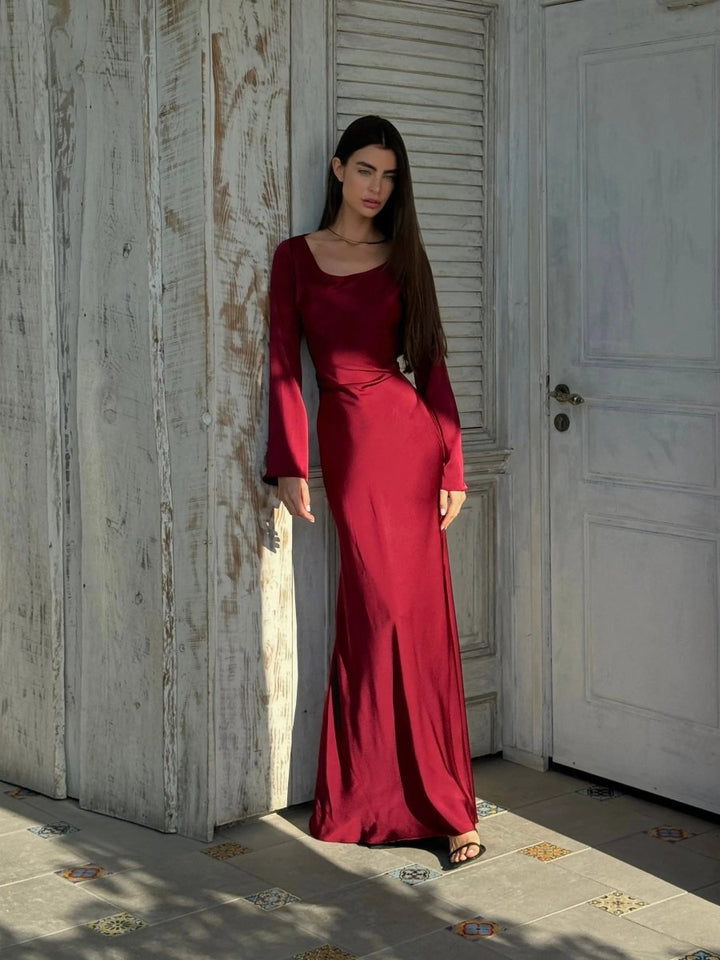 Langarm Maxikleid Elegant - Cecile LavelleElfenbein