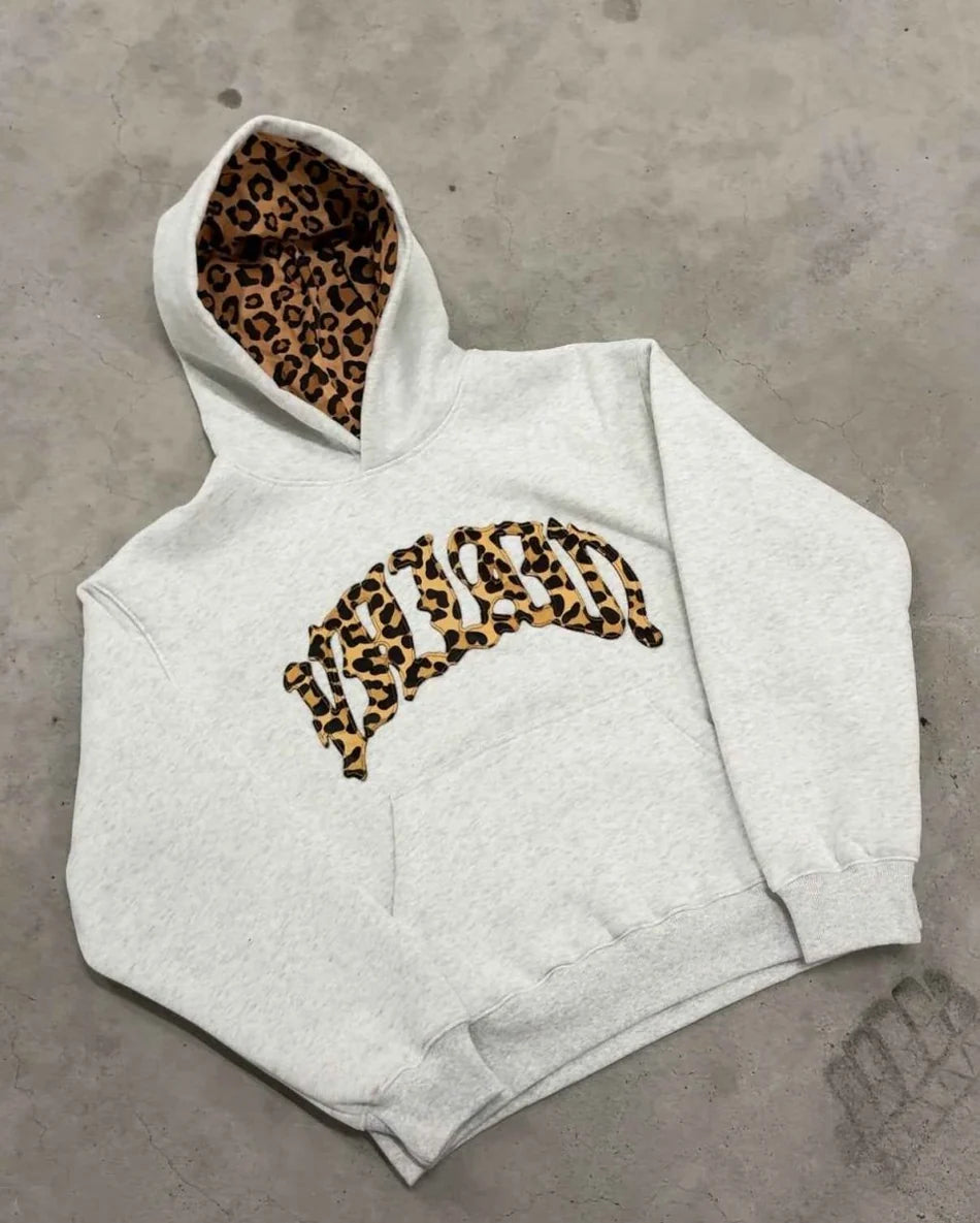 Women's Leopard Print Hoodie | Oversized Relaxed Fit Sweatshirt | Hooded Pullover with Kangaroo Pocket | Streetwear Casual Wear