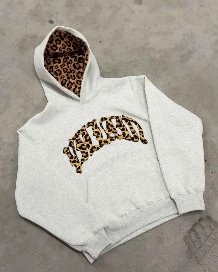 Women's Leopard Print Hoodie | Oversized Relaxed Fit Sweatshirt | Hooded Pullover with Kangaroo Pocket | Streetwear Casual Wear