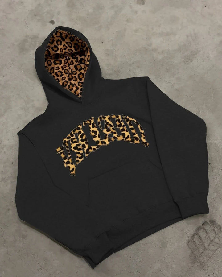 Women's Leopard Print Hoodie | Oversized Relaxed Fit Sweatshirt | Hooded Pullover with Kangaroo Pocket | Streetwear Casual Wear
